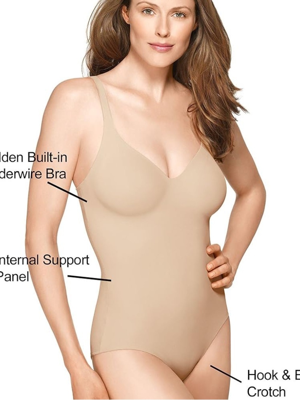 Seamless Nude Shaping Bodysuit with Built-In Support Size 40DD